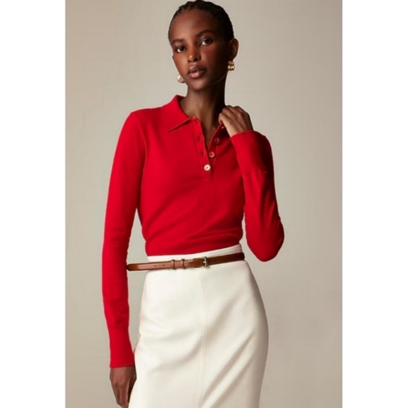 J. Crew Sweaters - J.Crew Featherweight Cashmere-Blend Long-Sleeve Polo Shirt
